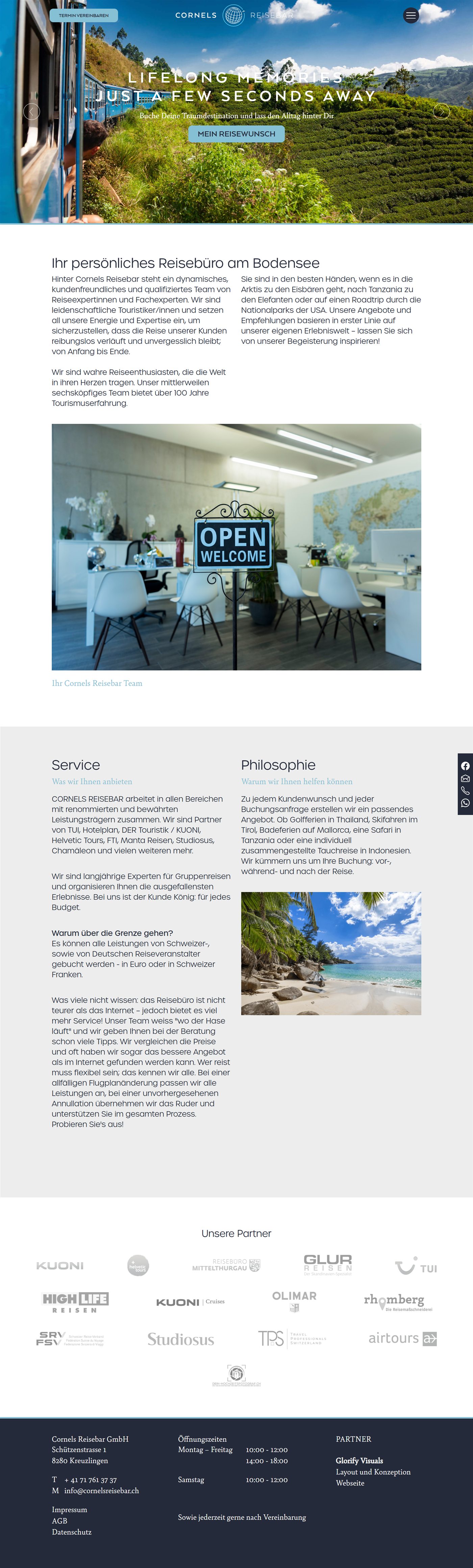 Cornels Reisebar travel agency website