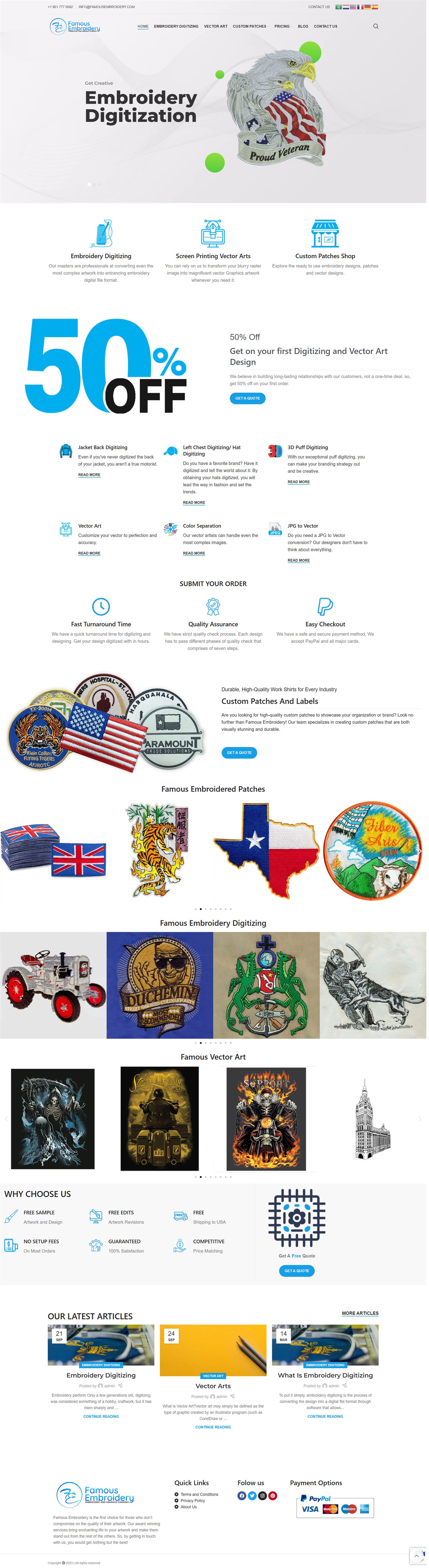 Famous Embroidery services website