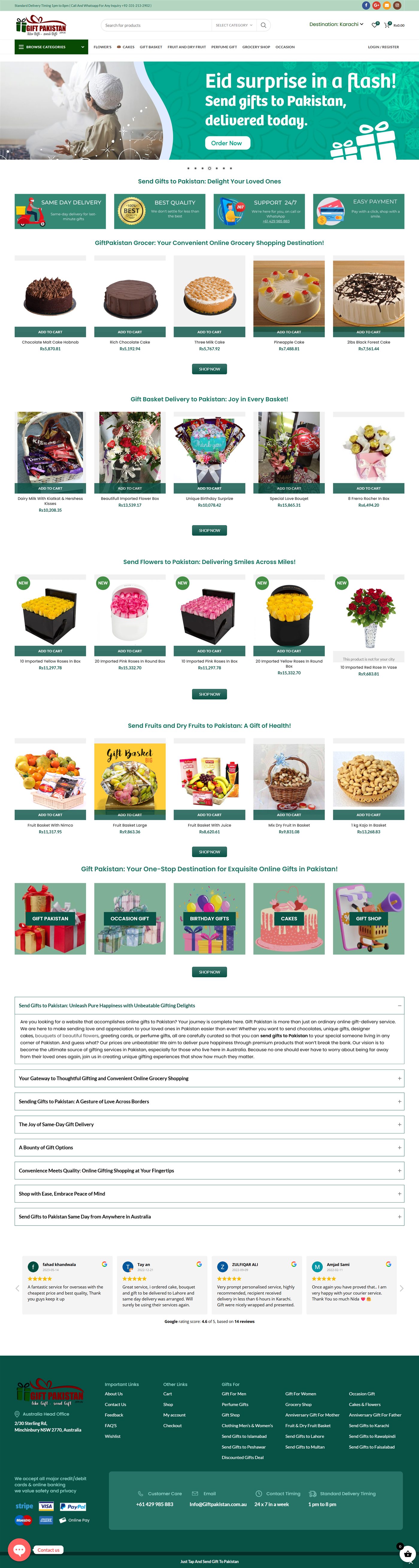Gift Pakistan Australia ecommerce website