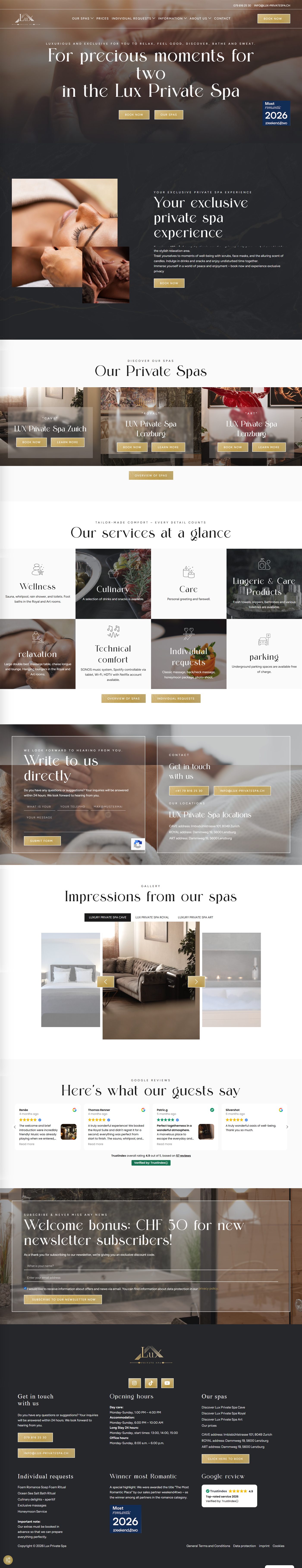 Lux Private Spa luxury booking website