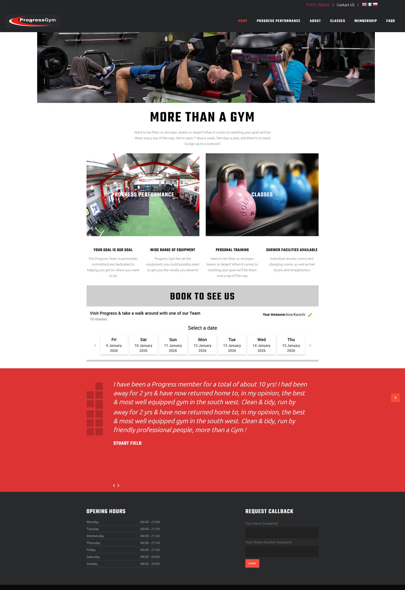Progress Gym UK website