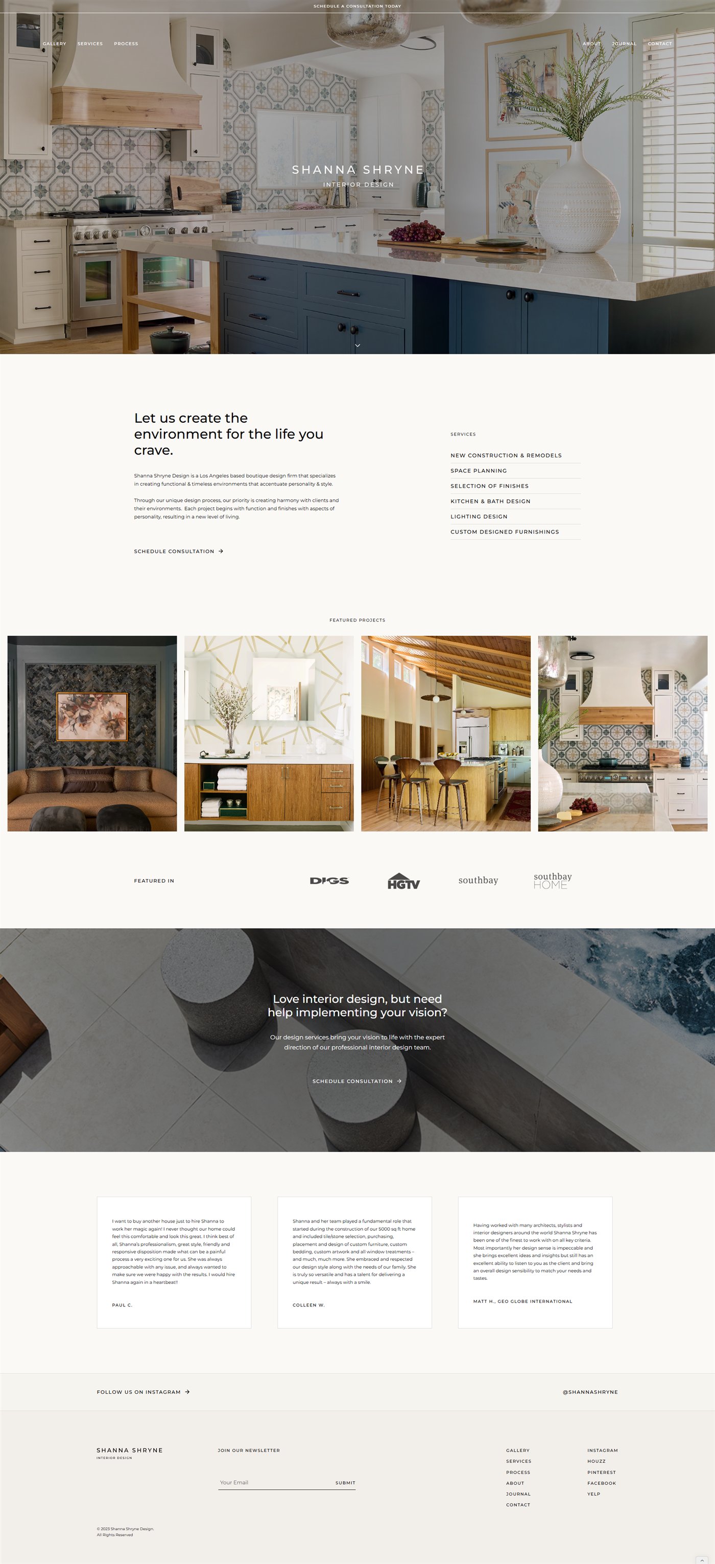 Shanna Shryne interior design website